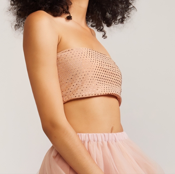 Cynthia Rowley Pink Studded Crop Top - Picture 4 of 11
